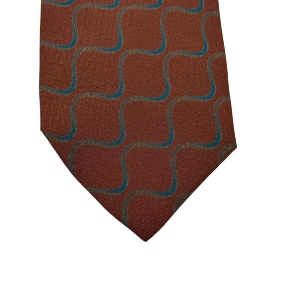 Giorgio Armani Cravatte Vintage mens tie brown squiggles silk Made in Italy - Picture 1 of 8